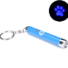 Blue cat laser pointer toy with keychain, projecting a glowing paw print pattern