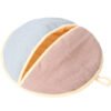 50fe818d40699df35e47671088c7 Round pastel cat bed cave with blue and pink panels and soft yellow trim
