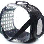 60a1c6df4cf9adfad29685f6b3bc Transparent cat carrier bag with ventilation holes and mesh side panel for travel