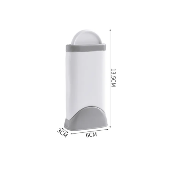 Rectangular white and gray cat accessory container, 13.5cm tall, with measurement lines