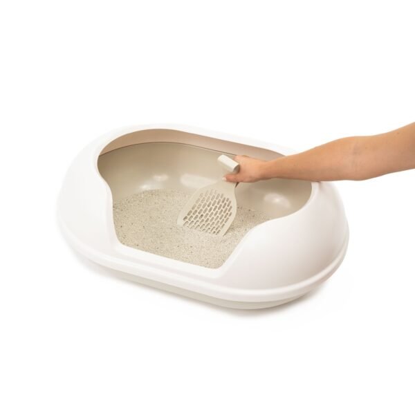 Spacious Cat Litter Box – High-Sided Open Tray with Scoop