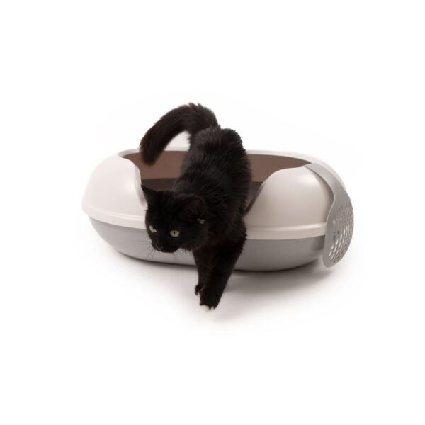 Spacious Cat Litter Box – High-Sided Open Tray with Scoop
