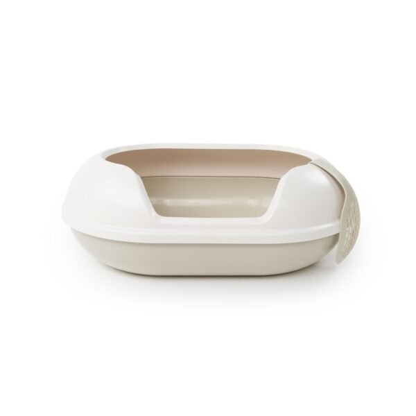 Spacious Cat Litter Box – High-Sided Open Tray with Scoop