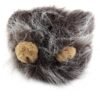 Plush cat toy ball with fluffy brown and grey faux fur and two small ears