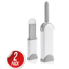 Two-pack reusable pet hair remover brushes with gray handles and self-cleaning base