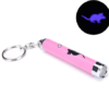 Pink cat laser toy keychain with mouse projection and silver accents