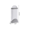White and gray rectangular cat accessory container with rounded lid, 13.5cm height, measured dimensions