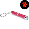 Red cat toy laser pointer keychain projecting a red paw print design