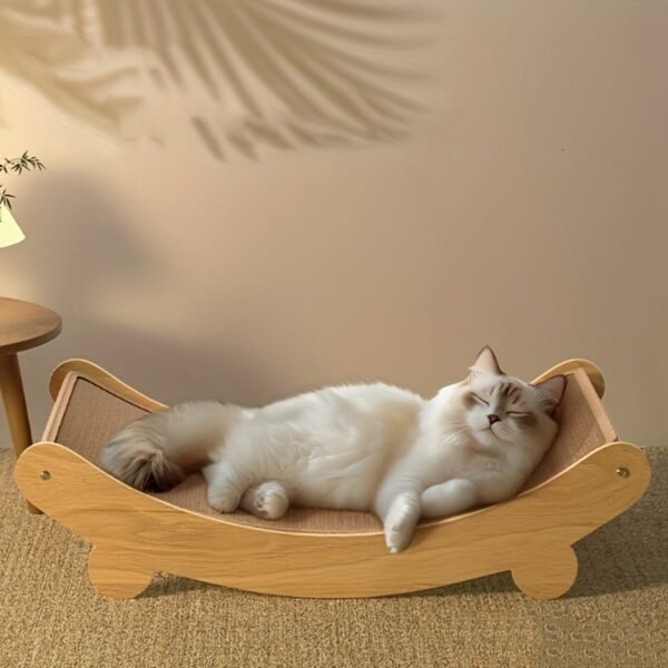 Space-Saving Wooden Cat Scratcher Tower for Cats
