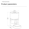 fe08c9fc4591a2acd1f8ffb23931 Line drawing of an automatic cat feeder with dimensions, 34cm tall, 29cm wide, 19cm deep.