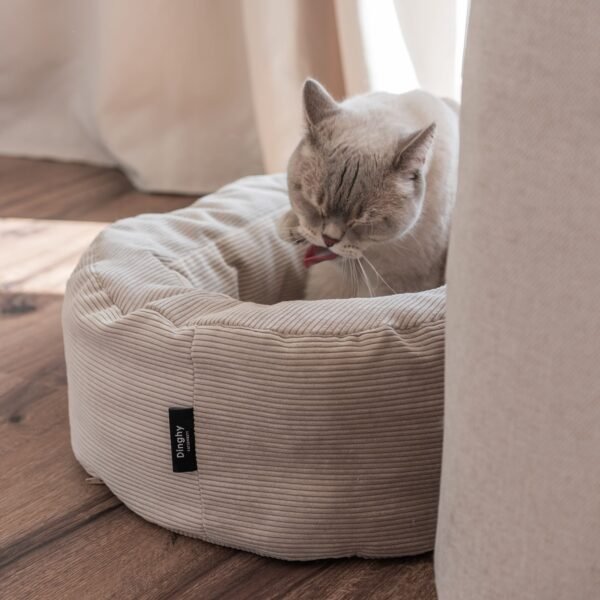 Luxury Cat Bed – Soft Cord Cozy Nest (Oval Design)