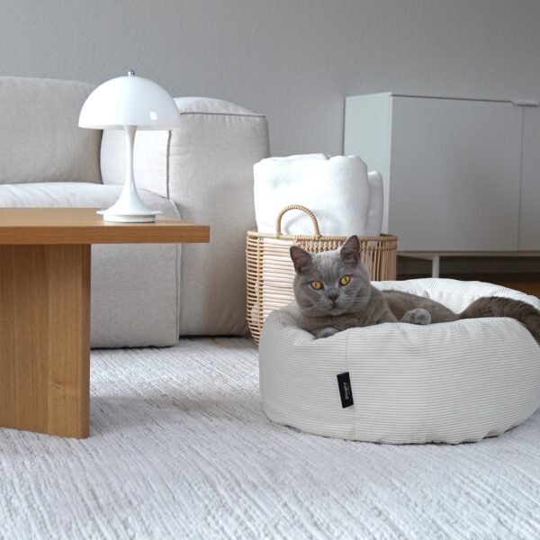 Luxury Cat Bed – Soft Cord Cozy Nest (Oval Design)