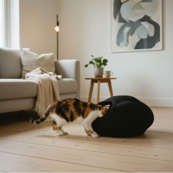 Felt Cat Cave – Handmade Natural Wool