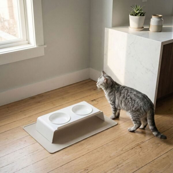 lucybalu-square-futtermatte-silikon-taupe-1 Silicone Cat Feeding Mat – Spill-Proof Bowl Base